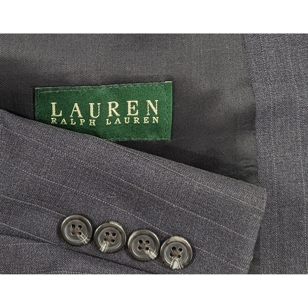 Ralph Lauren Pinstripe Blazer Jacket Mens 50L Gray 100% Wool 2 Button Sport Coat